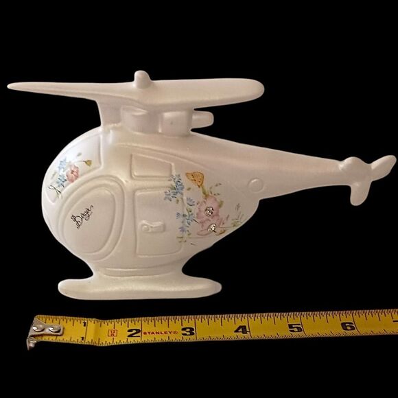 Berger Italian Helicopter Figure Ceramic Iridescent Floral Pottery Hand Painted - Picture 2 of 16